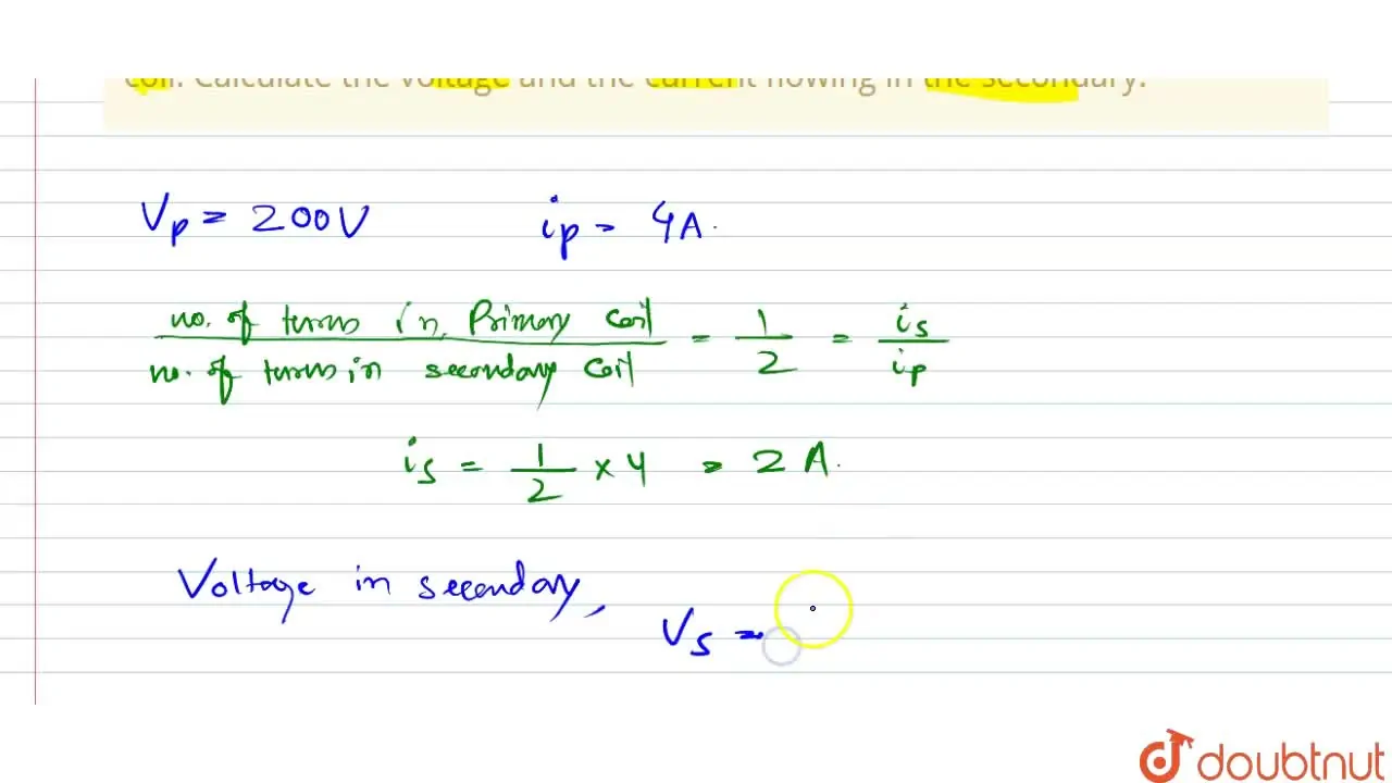 Assamese A Transformer With Primary To Secondary Turns Ratio Of