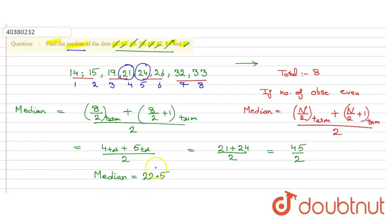 Find The Median Of The Data And