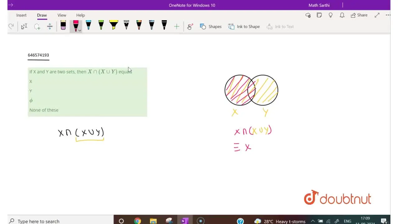 If X And Y Are Two Sets Then Xnn Xuuy Equals