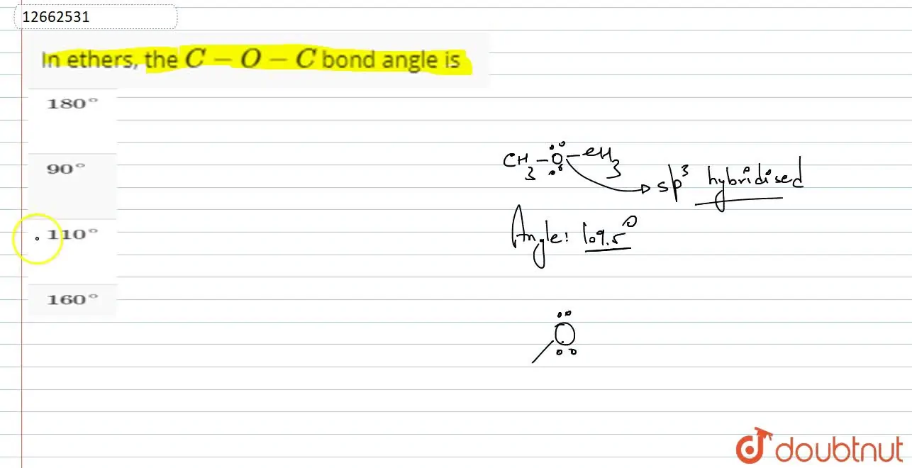 In Ethers The C O C Bond Angle Is