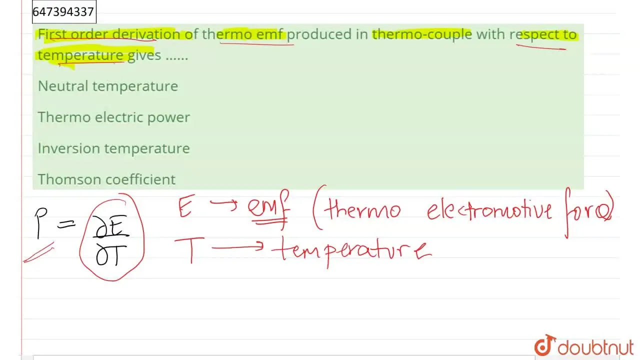 Gujrati First Order Derivation Of Thermo Emf Produced In Thermo Coup