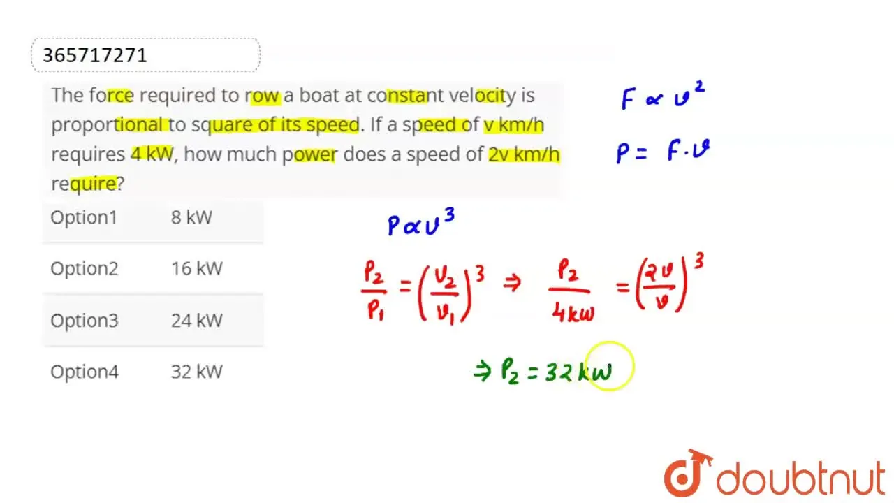 The Force Required To Row A Boat At Constant Velocity Is Proportional