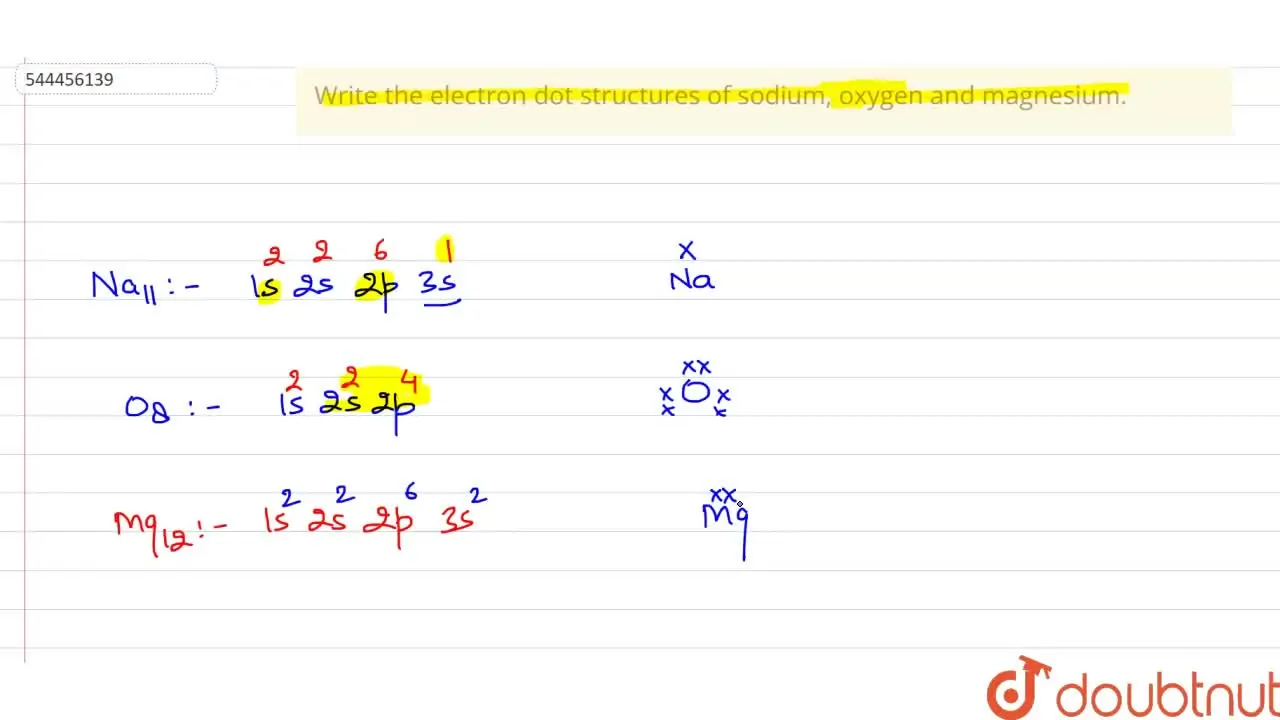 Write The Electron Dot Structures Of Sodium Oxygen And Magnesium