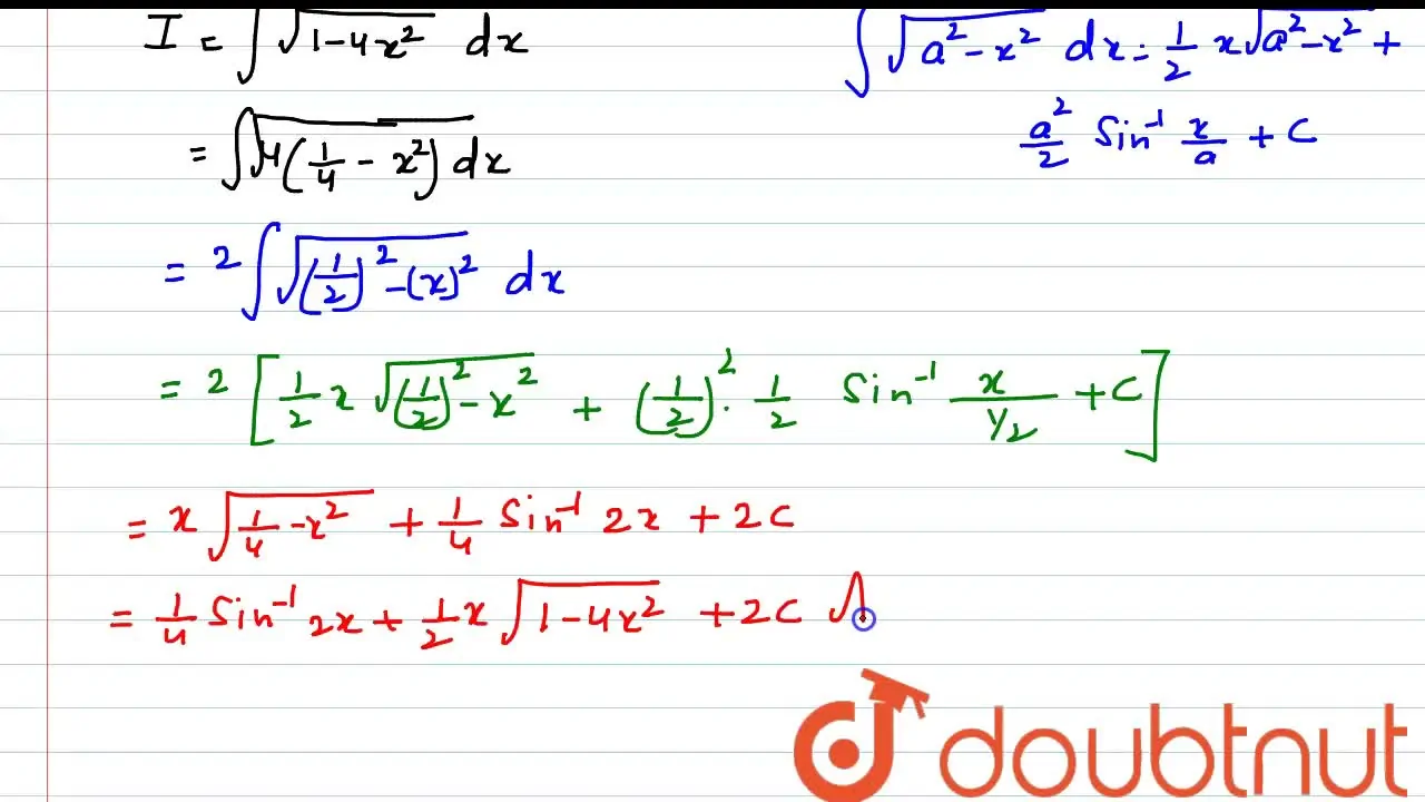 Punjabi Evaluate The Following Integrals Int Sqrt 1 4x 2 Dx