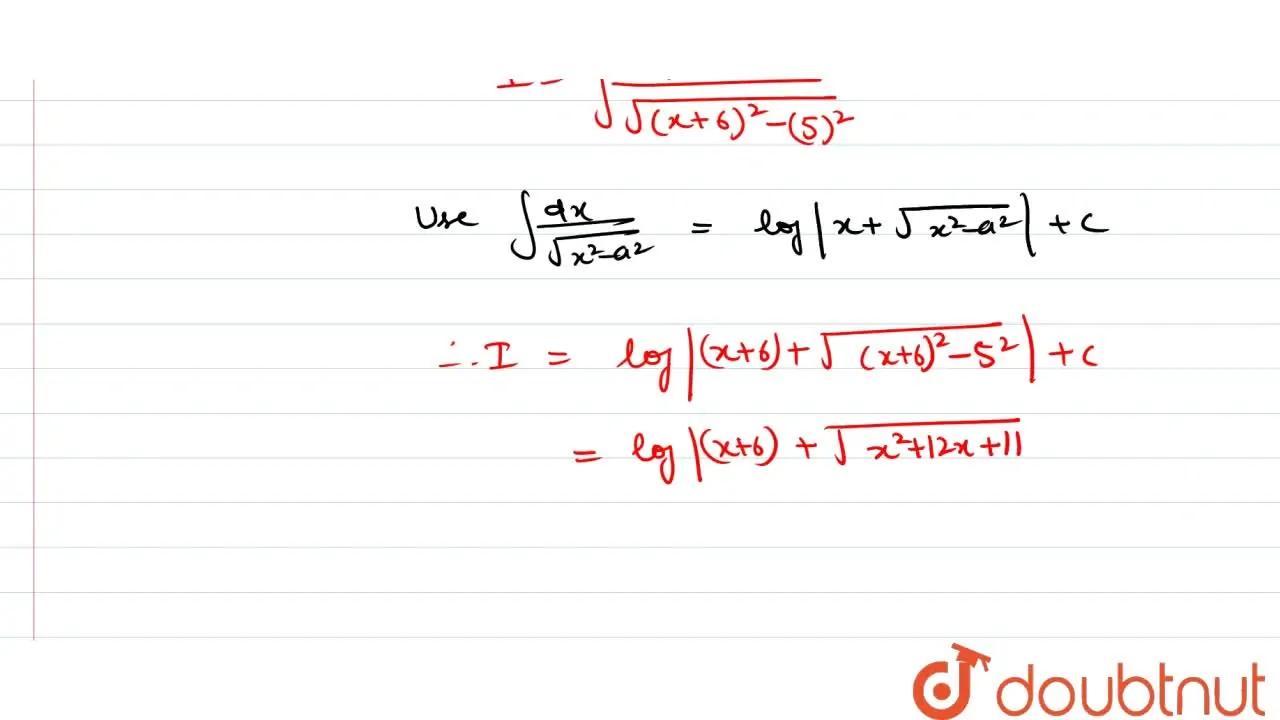 Punjabi Evaluate The Following Integrals Int 1 Sqrt X 2 12x 11 Dx