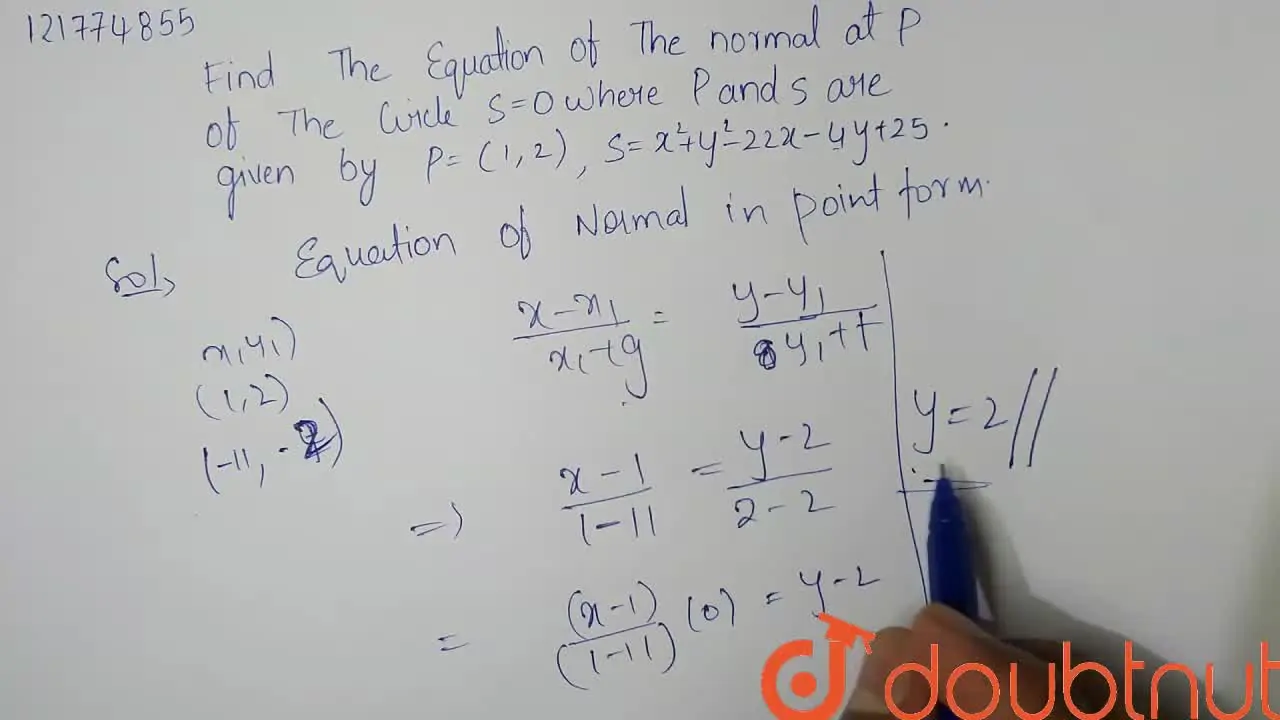 Telugu Find The Equation Of The Normal At P Of The Circle S 0 W