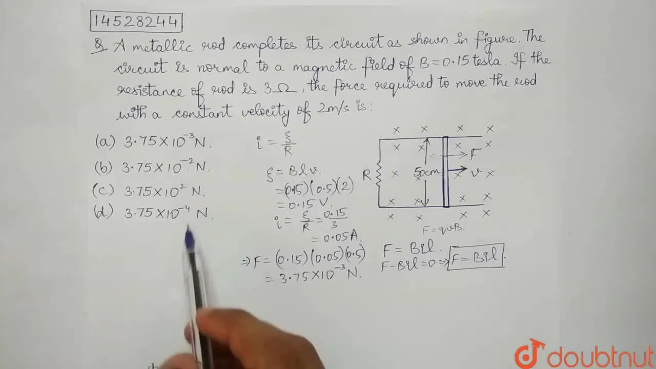 A Metallic Rod Completes Its Circuit As Shown In The Figure The Circu