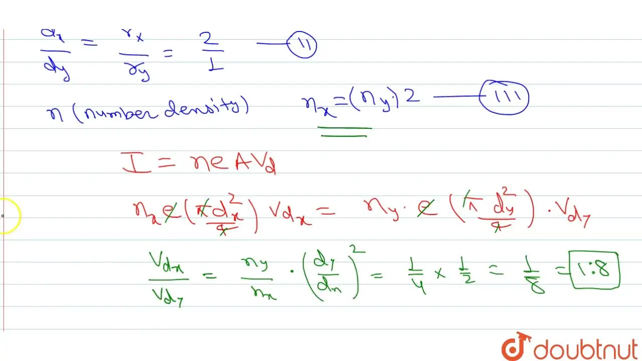 Two Conducting Wires X And Y Of Diameter Ratio 2 1 But Different Mate