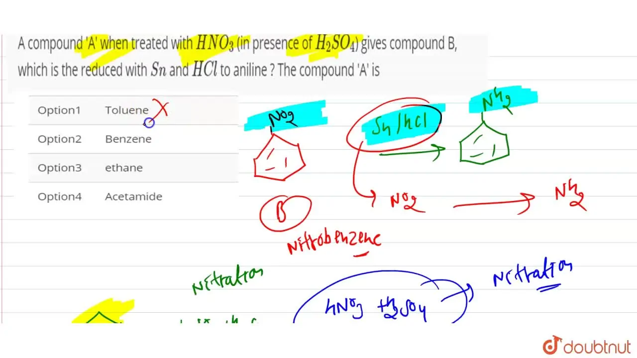 A Compound A When Treated With Hno In Presence Of H So Giv