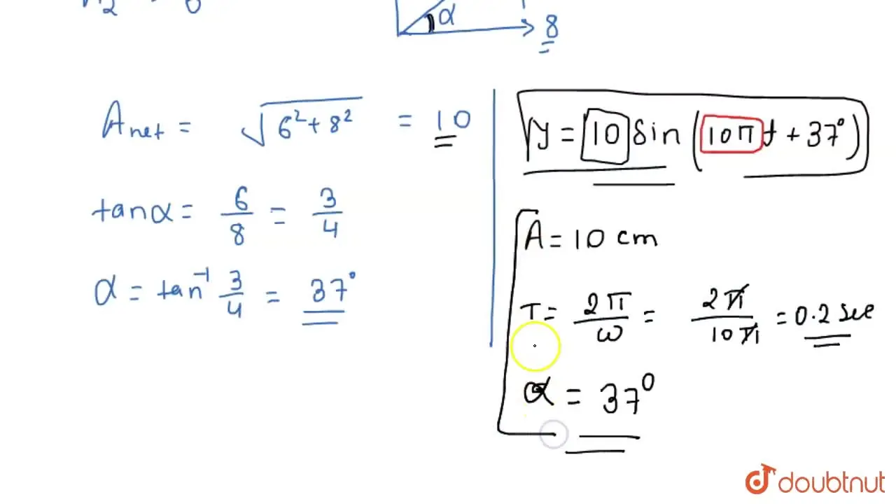 A Simple Harmonic Motion Is Represented By Y 8 Sin 10 Pi T 6 Cos 1