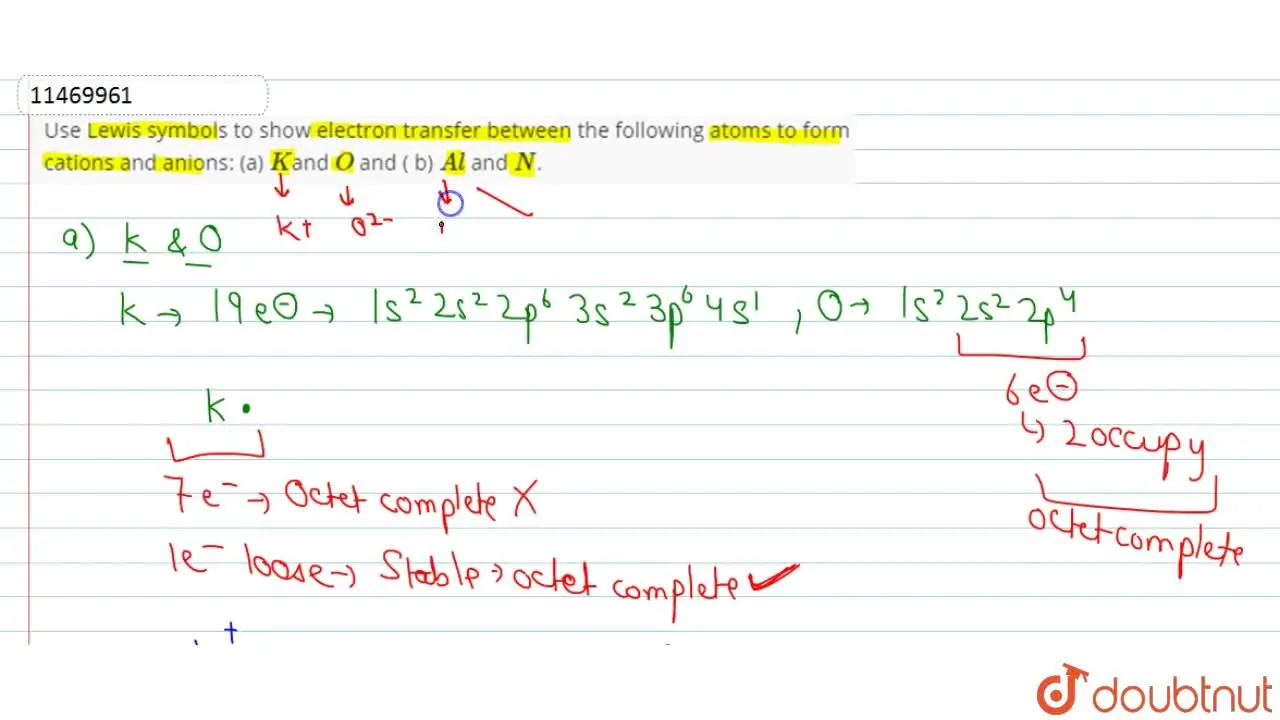 Use Lewis Symbols To Show Electron Transfer Between The Following Atom