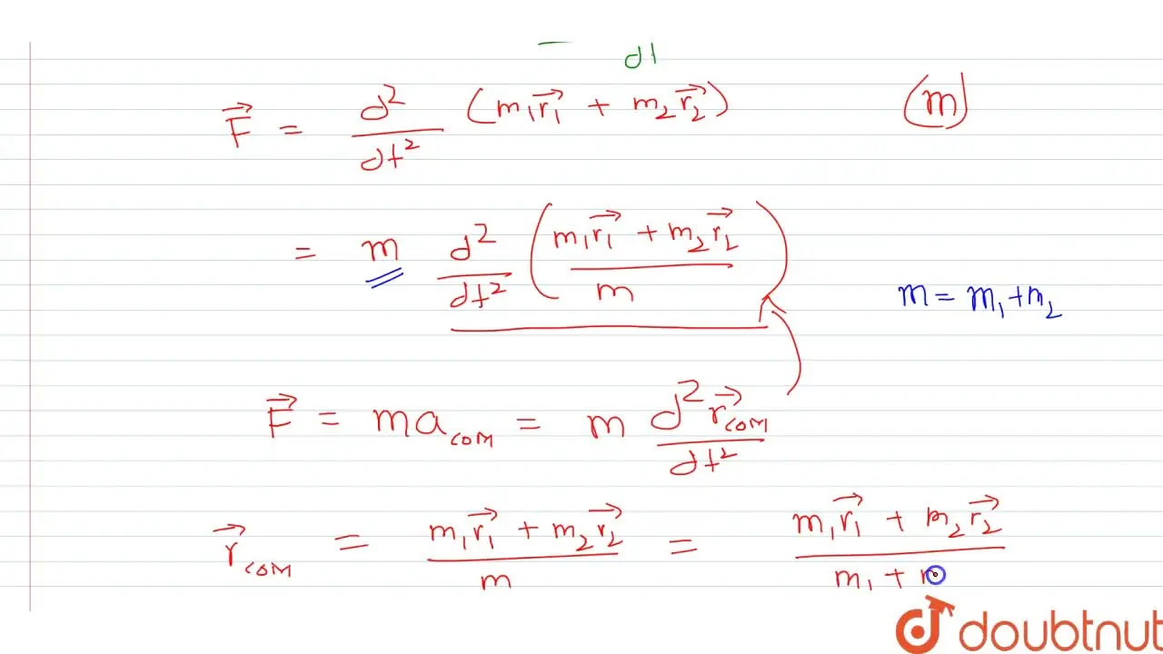 Obtain An Expression For The Position Vector Of Centre Of Mass Of A Tw