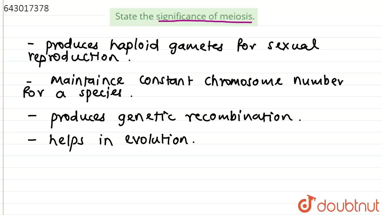 Marathi Solution State The Significance Of Meiosis