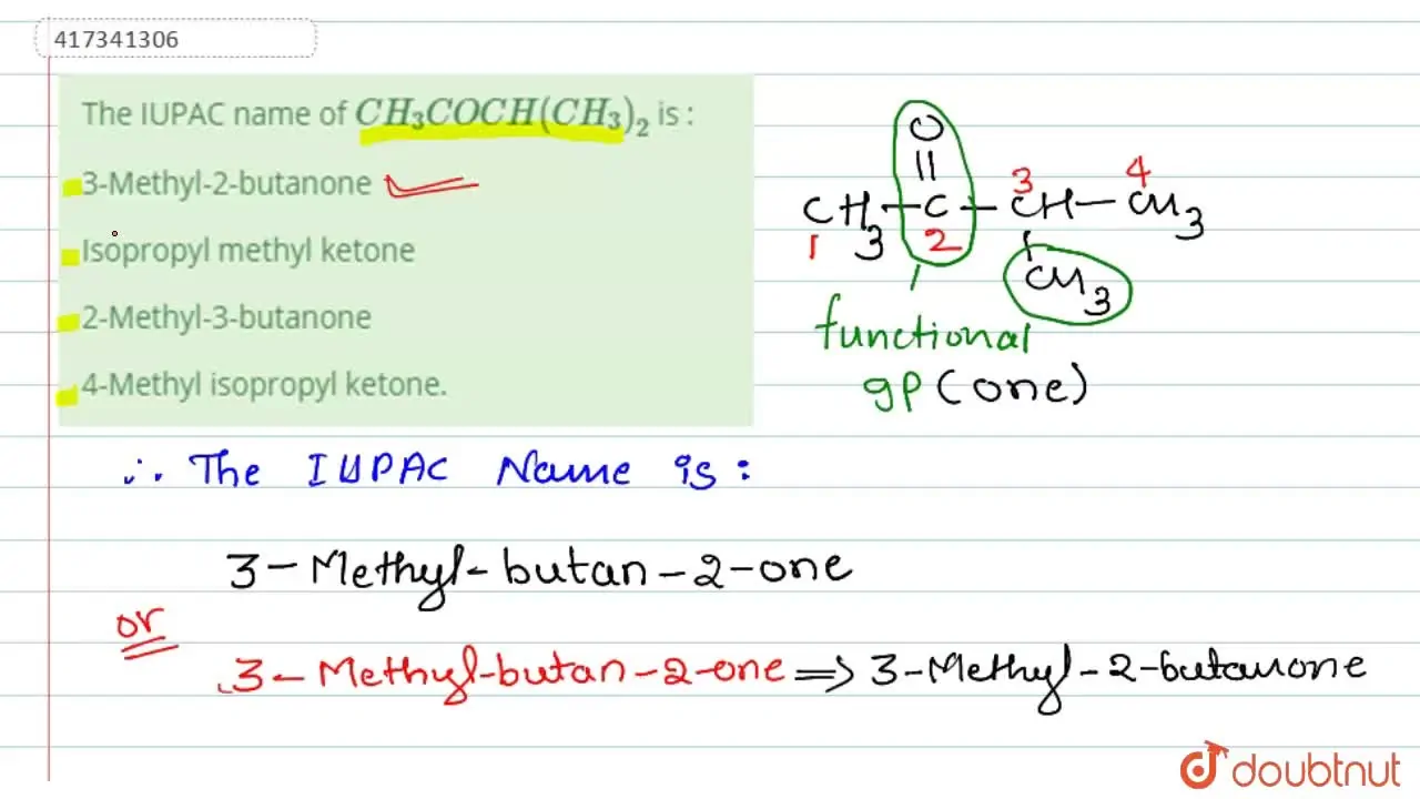 Kannada The IUPAC Name Of CH 3 COCH CH 3 2 Is