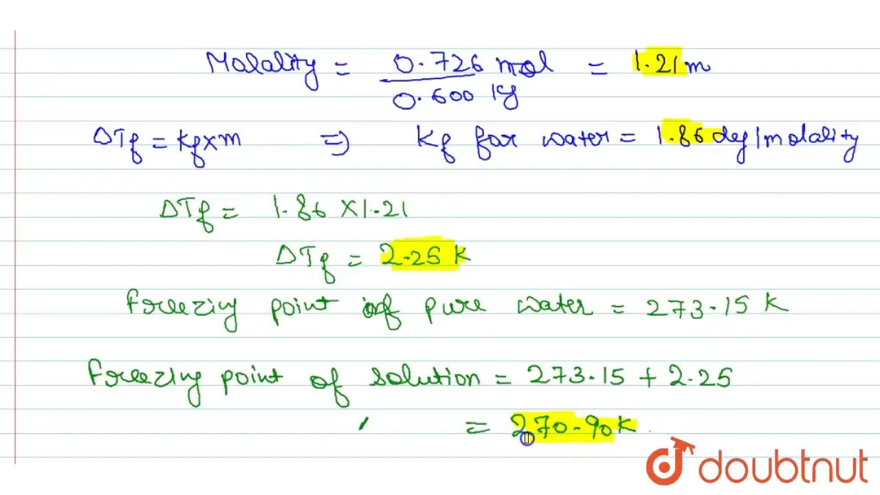 Punjabi 45g Of Ethylene Glycol C2H6O2 Is Mixed With 600g Of Water