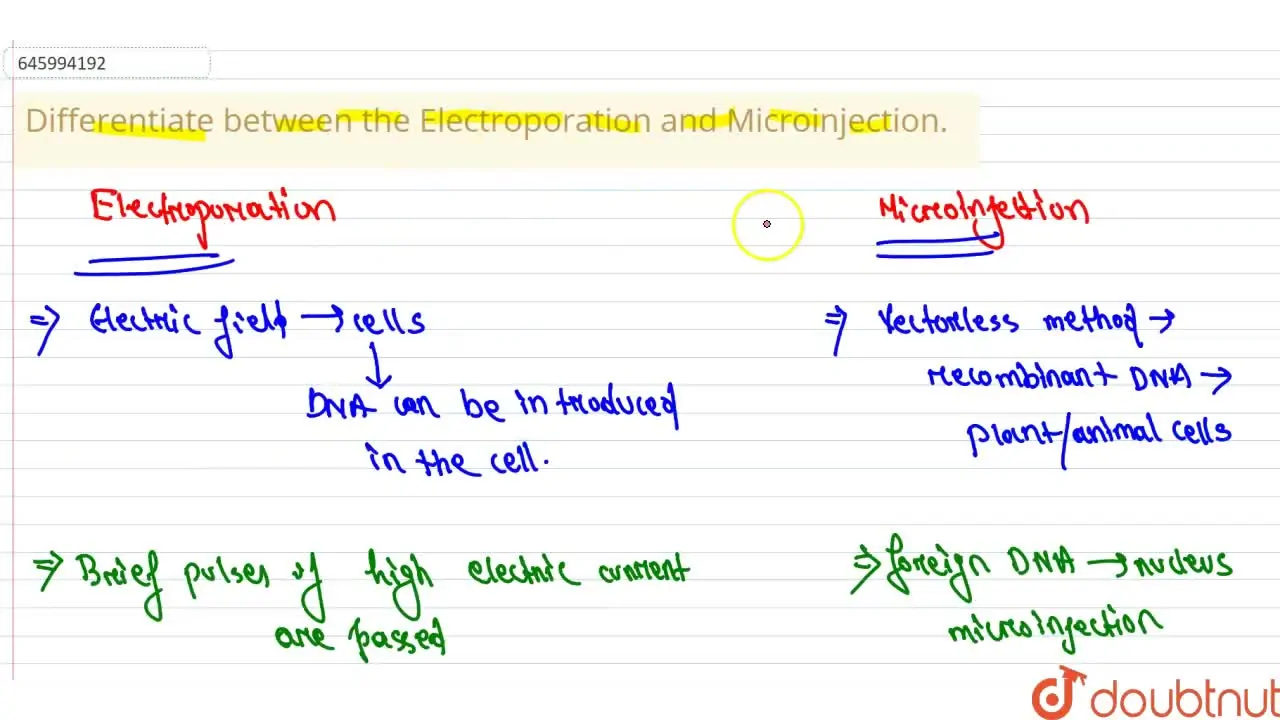 Odia Solution Differentiate Between The Electroporation And Microinj