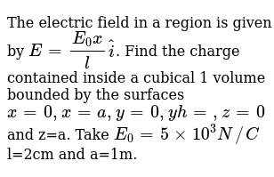 The Electric Field In A Region Is Given By E E 0x Lhati Fin