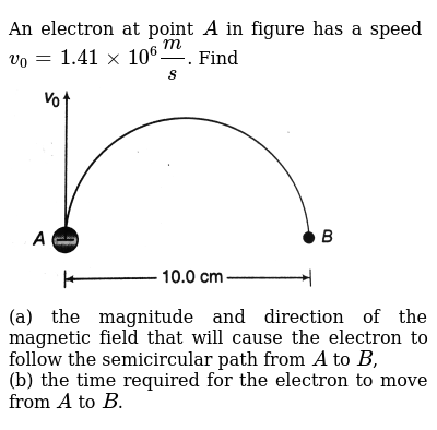 An Electron At Point A In Figure Has A Speed V 0 1 41 Xx 10 6