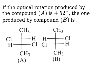 If Optical Rotation Produced By A Is 36 Then Optical Rotation Pr