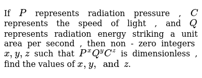 If P Represents Radiation Pressure C Represents The Speed O