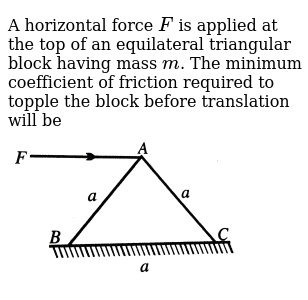 A Horizontal Force F Is Applied At The Top Of An Equilateral Tri