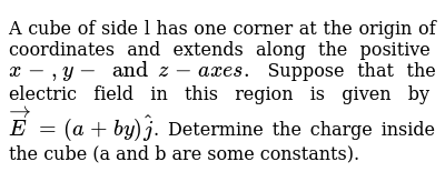 A Cube Of Side L Has One Corner At The Origin Of Coordinates And E