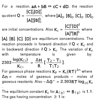 For A Reaction harrcc Dd The Reaction Quotient Q C 0 C D 0 D A 0 A B 0 B Where A 0 B 0 C 0 D 0 Are Initial Concentrations Also K C C C D D A A B B Where A B C D Are