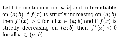 Let F Be Continuous On A B And Differentiable On A B If