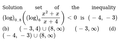 Solution Set Of The Inequality Log 0 8 Log 6 X 2 X X 4 0 Is 4 3 B 3 4 Uu 8 Oo 3 Oo D 4 3 Uu 8 Oo
