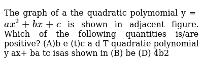 The Graph Of A The Quadratic Polymomial Y Ax 2 Bx C Is Show