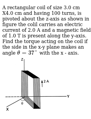 A Rectangular Coil Of Size 3 0 Cm X4 0 Cm And Having 100 Turns Is Pivoted About The Z Axis As Shown In Figure The Colil Carries An Electric Current Of 2 0 A And