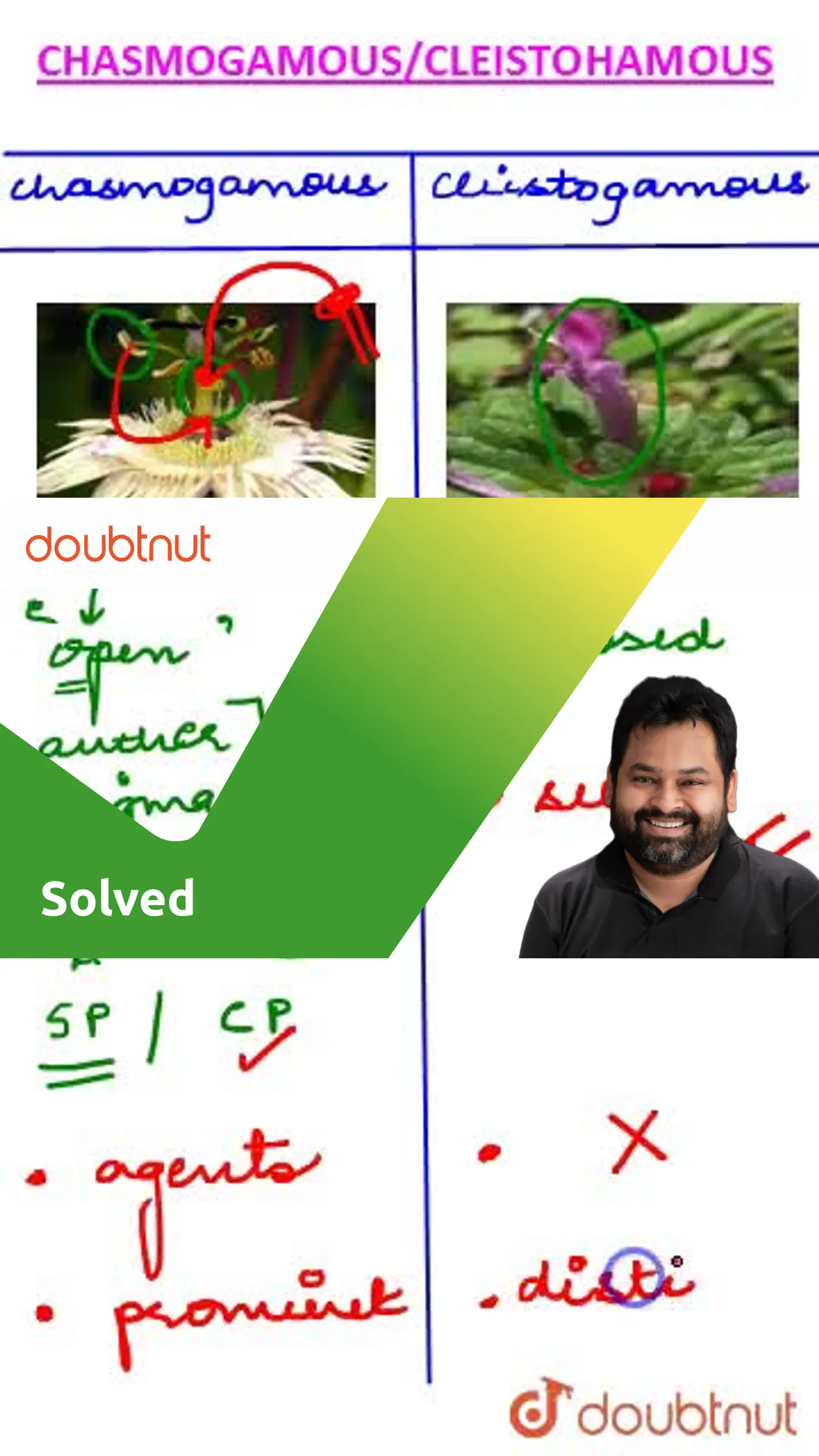 Chasmogamous vs Cleistogamous flowers
