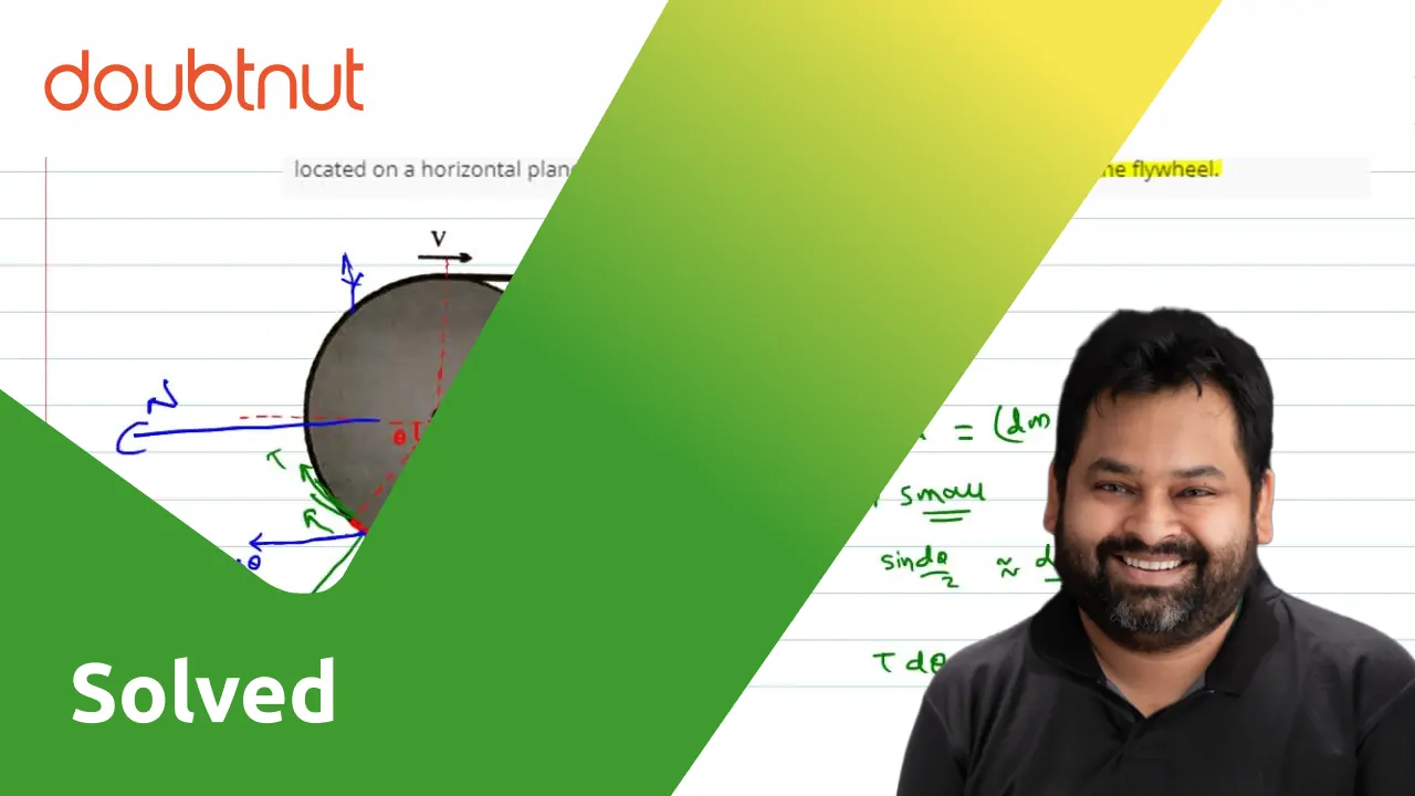 A flexible drive belt runs over a frictionless flywheel (see Figure).