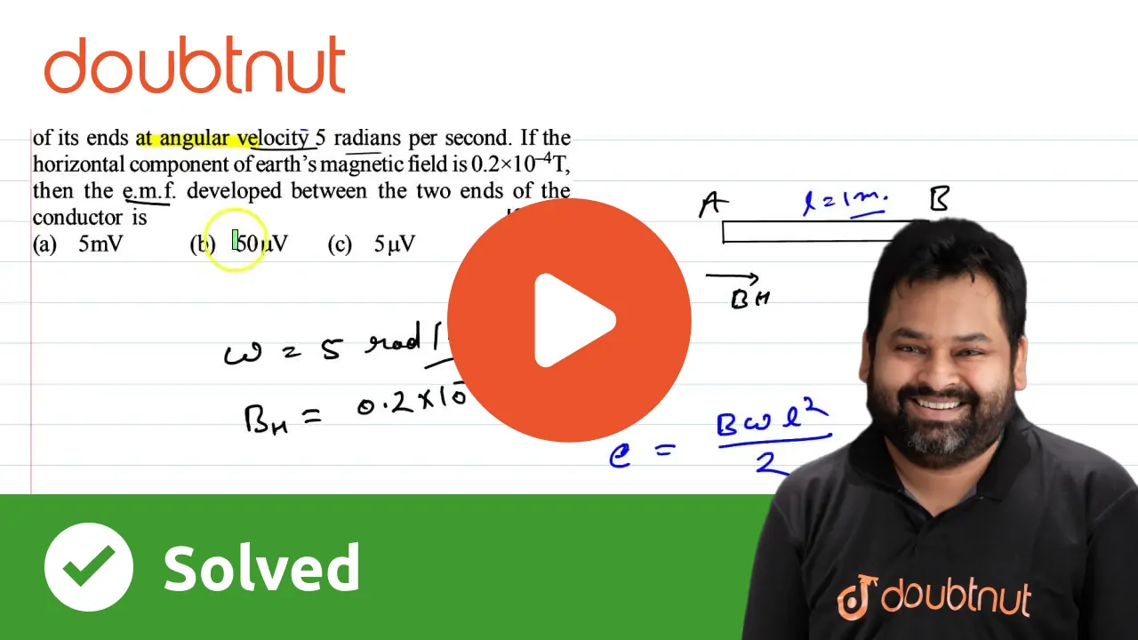 A metal conductor of length 1m rotates vertically about one of its end