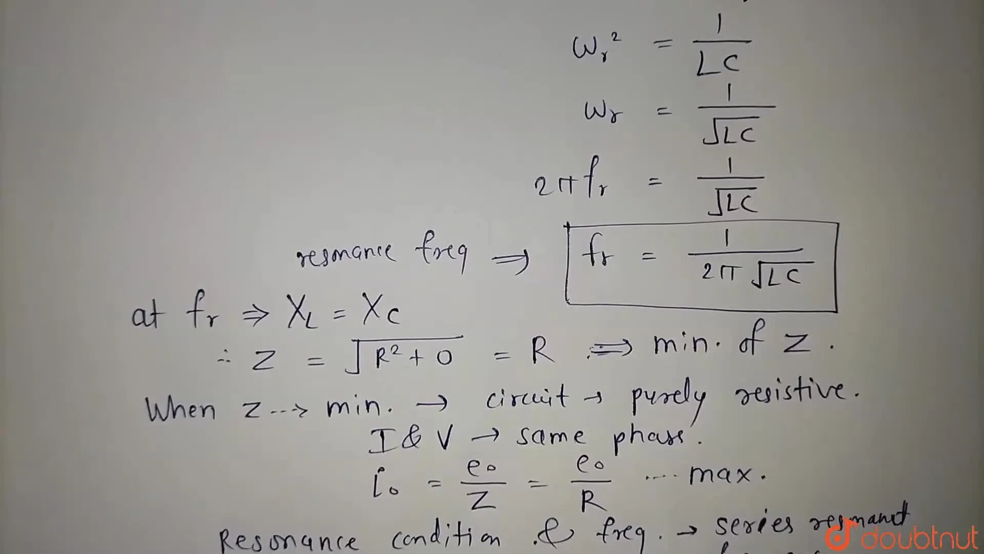 [Marathi] State the condition for series resonance. Obtain an expressi