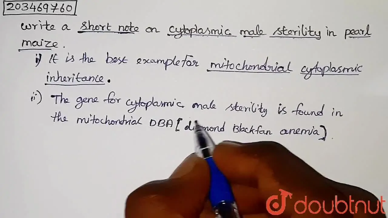 [Tamil Solution] Write a short note on cytoplasmic male sterility in p