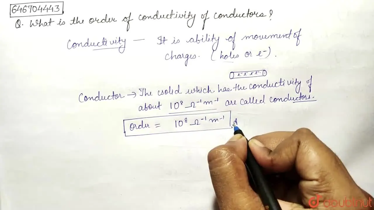 What is order of conductivity of conductor?