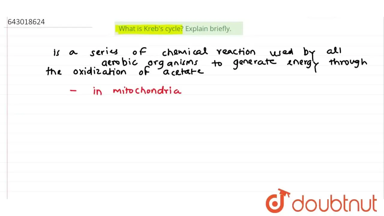 [Marathi Solution] What is Kreb's cycle? Explain briefly.