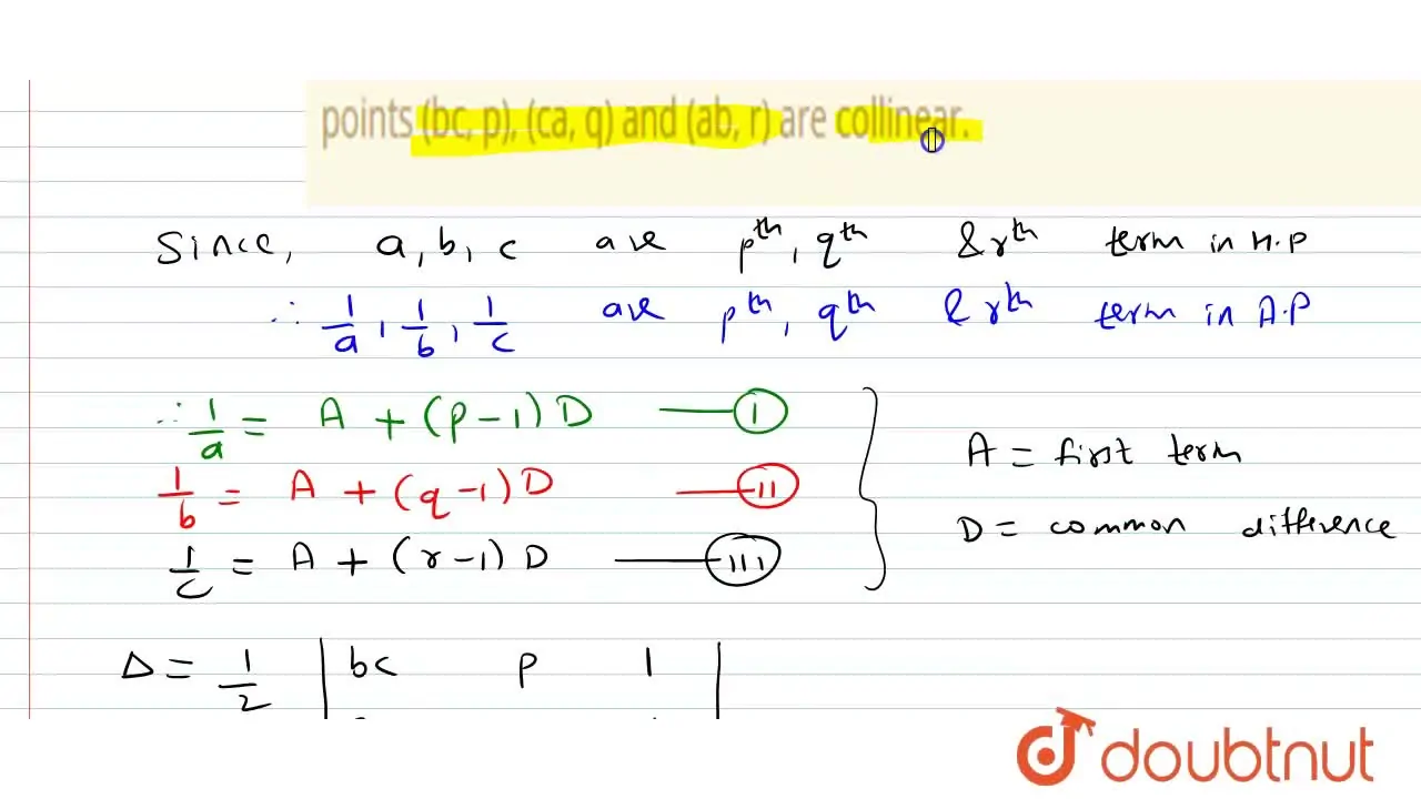 [Gujrati] If A, B, C Be The Pth, Qth And Rth Terms Respectively Of A H