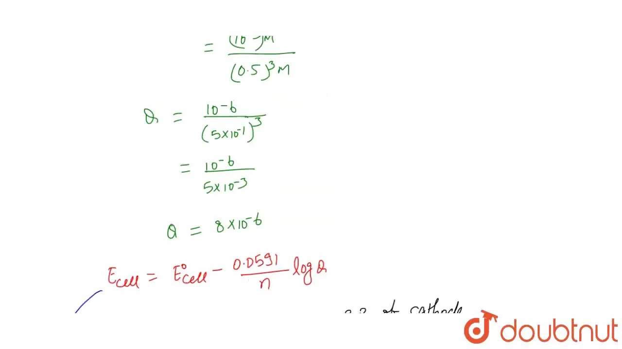 A voltaic cell is set up at 25^()Cwith the following half cells A
