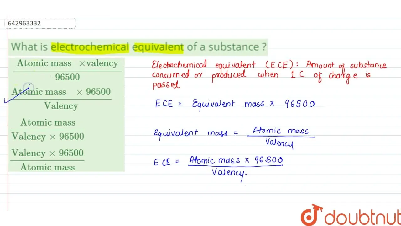 [Marathi] What is electrochemical equivalent of a substance