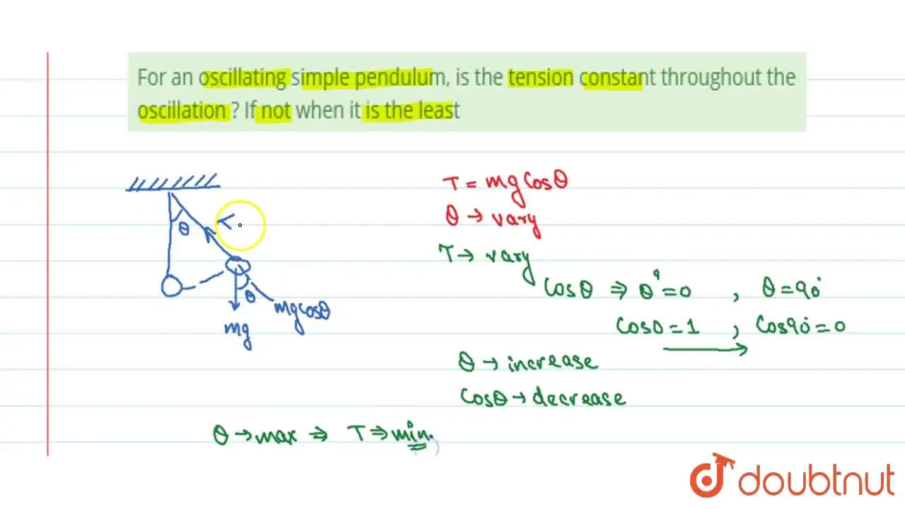 [Punjabi] For an oscillating simple pendulum, is the tension constant