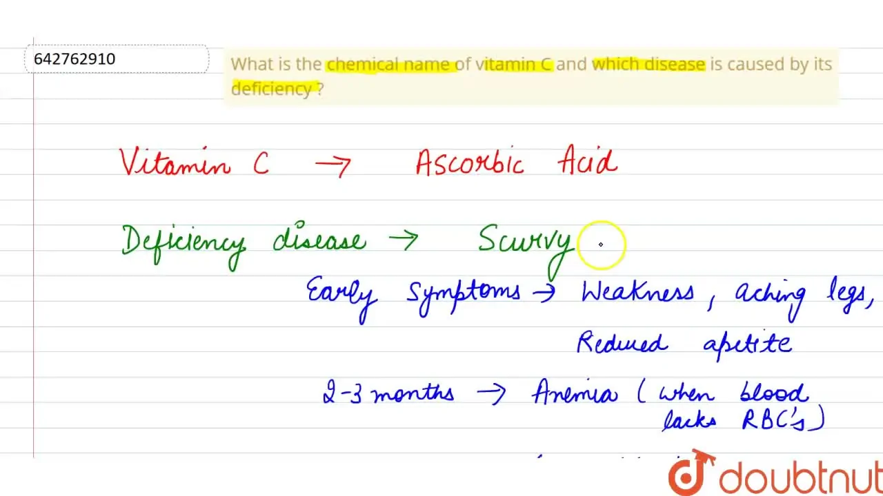 [Punjabi] What is the chemical name of vitamin C and which disease is