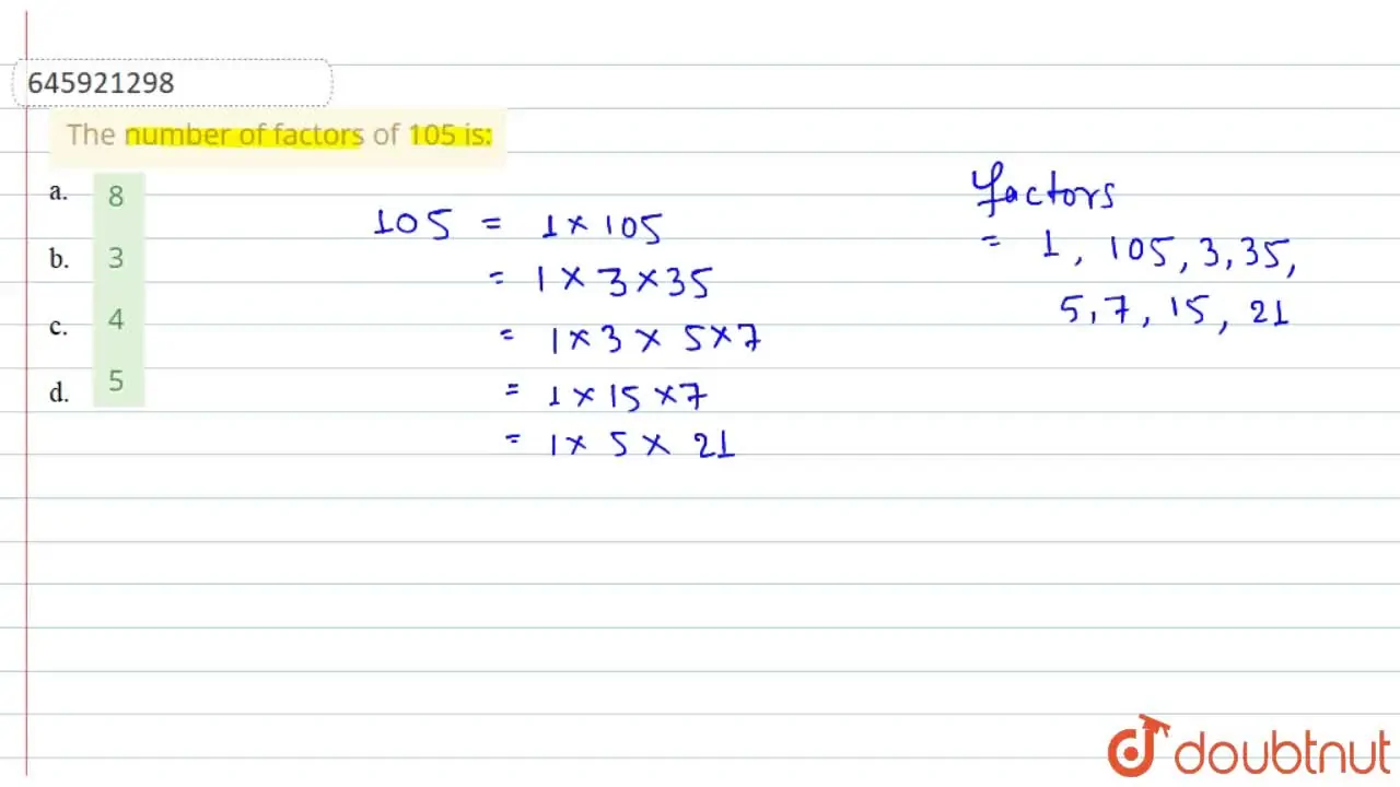 The Number Of Factors Of 105 Is