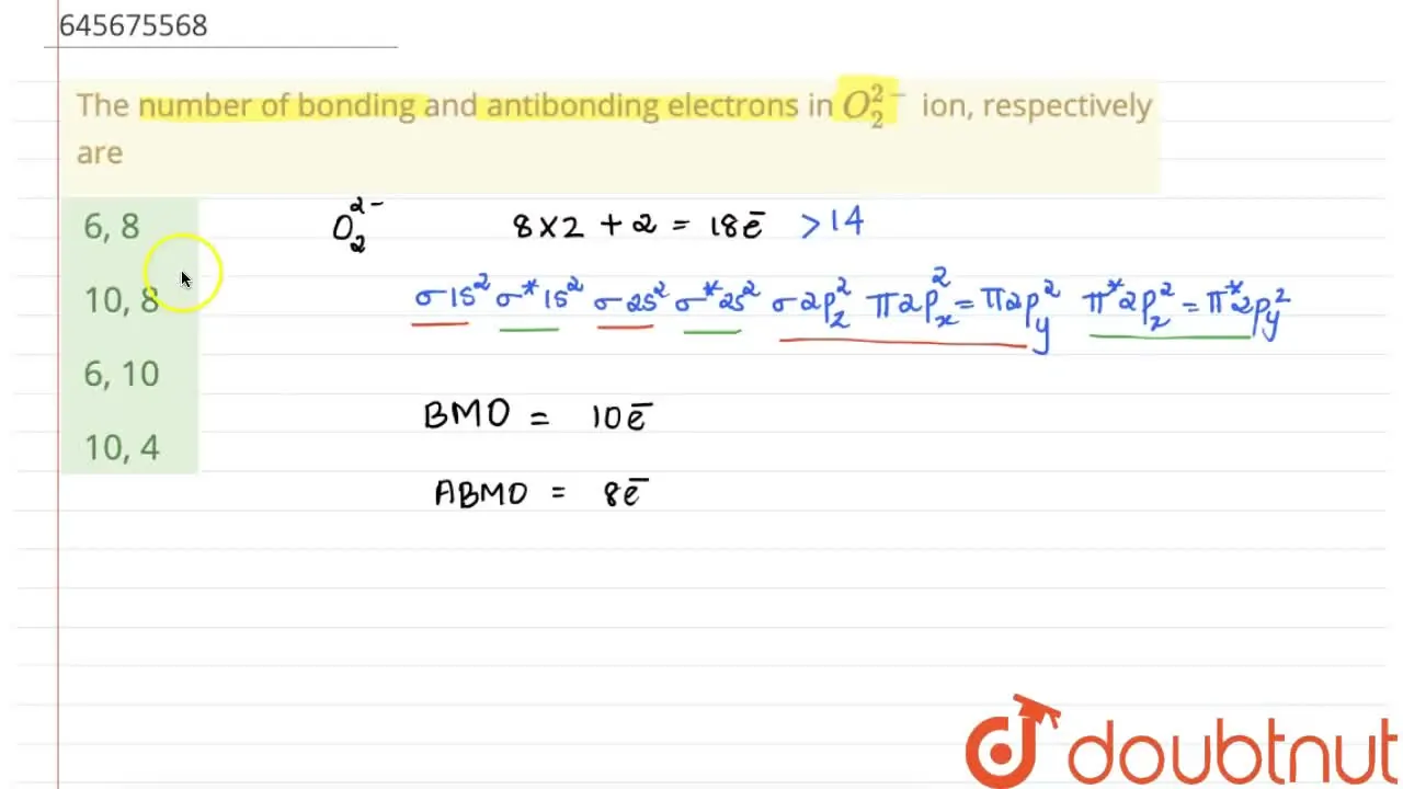 Valence electrons deals in o2