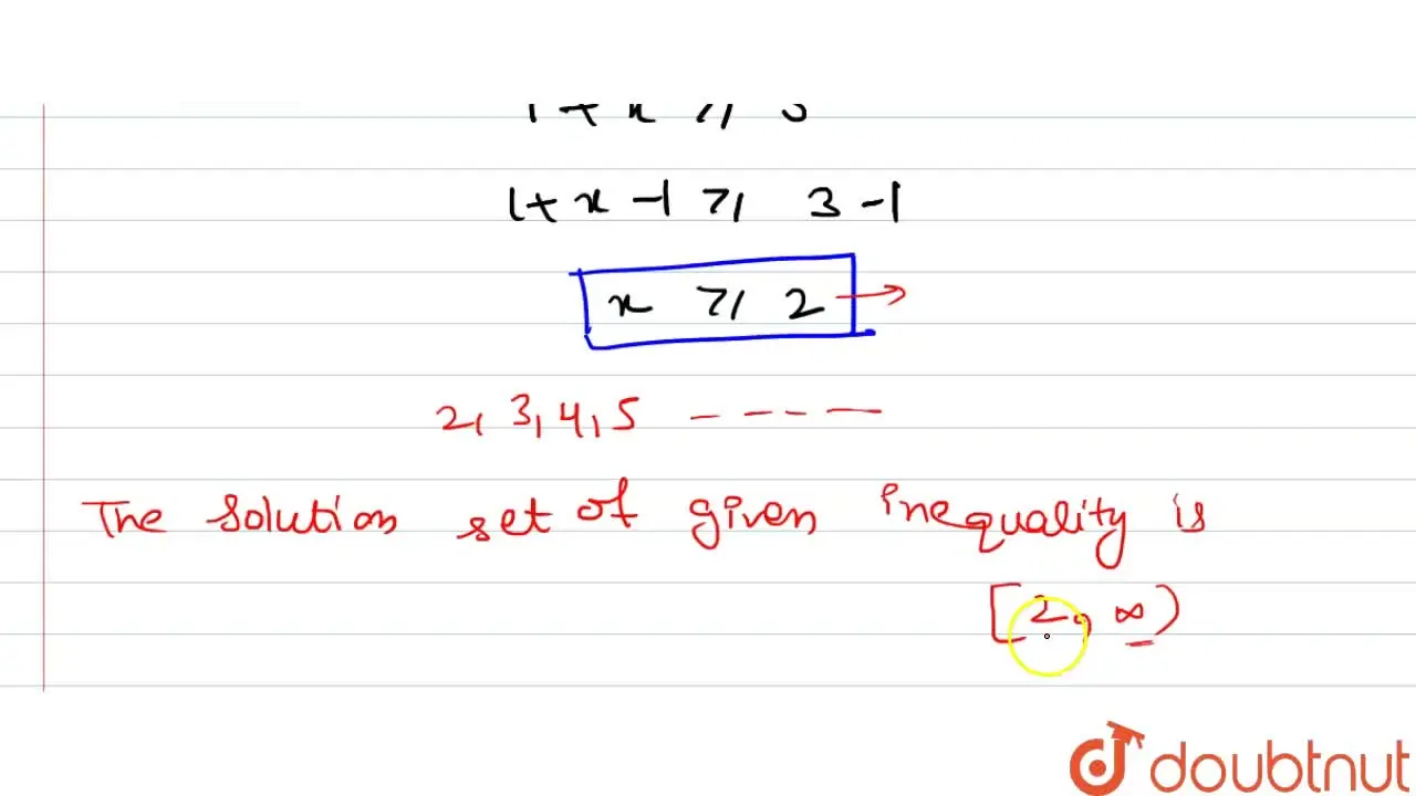 [Punjabi] Solve the given inequality for real x : (1 - x) ge (3 - 2x)