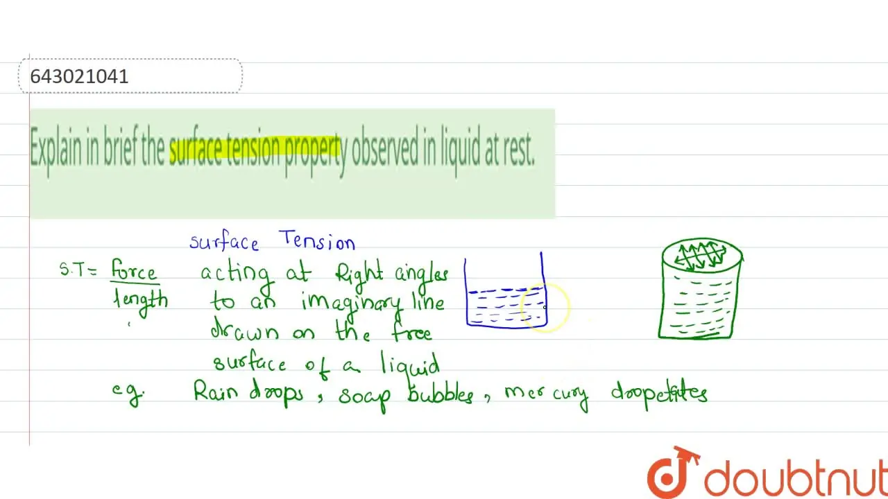 [Marathi Solution] Explain in brief the surface tension property obser