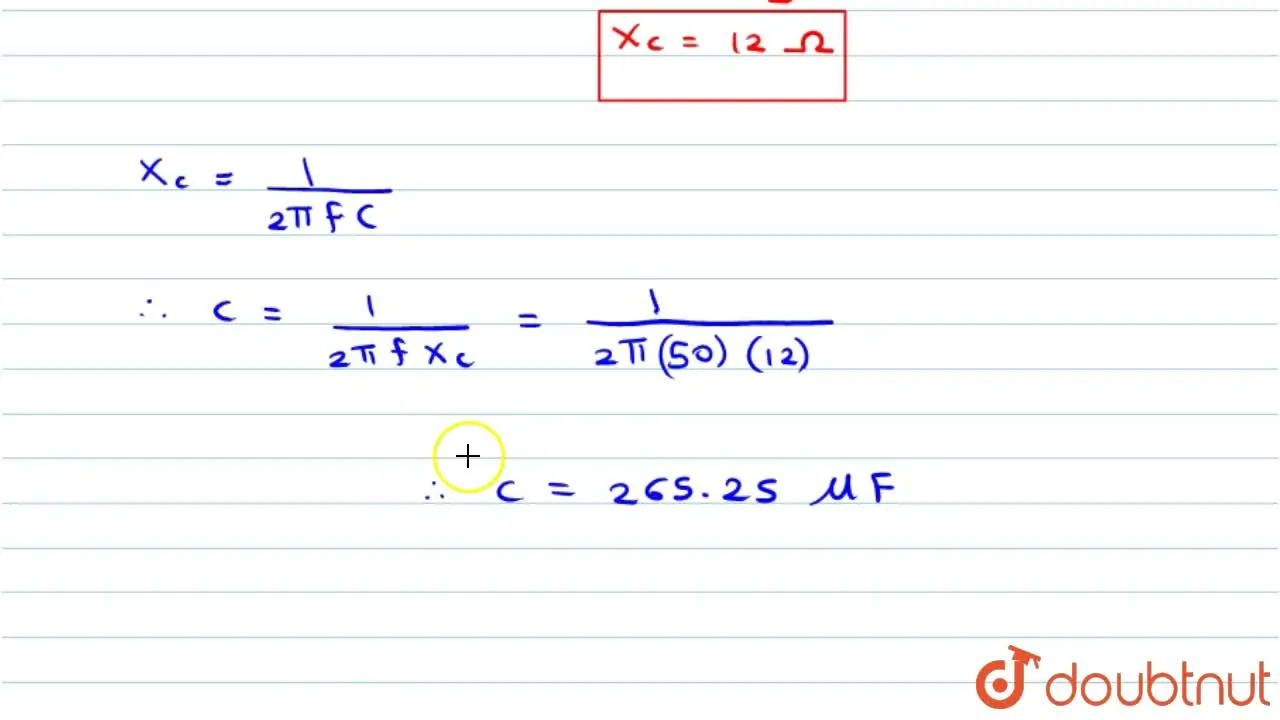[Marathi] A capacitor draws 20 A current at 240 V, 50 Hz. Findthe capa