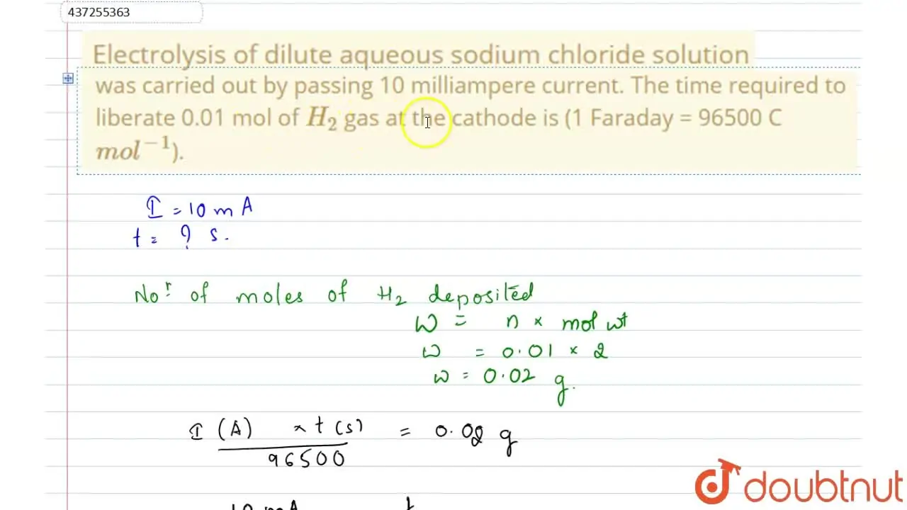 [Kannada] Electrolysis of dilute aqueous sodium chloride solution was