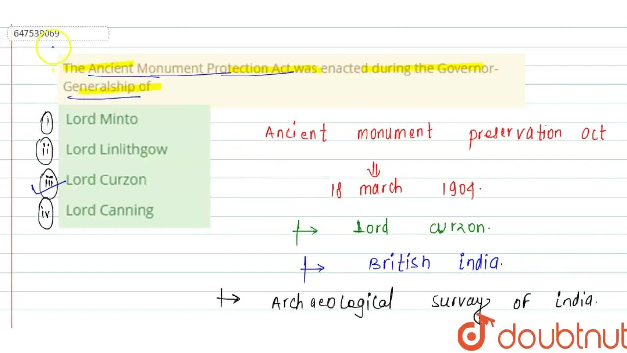 The Ancient Monument Protection Act was enacted during the